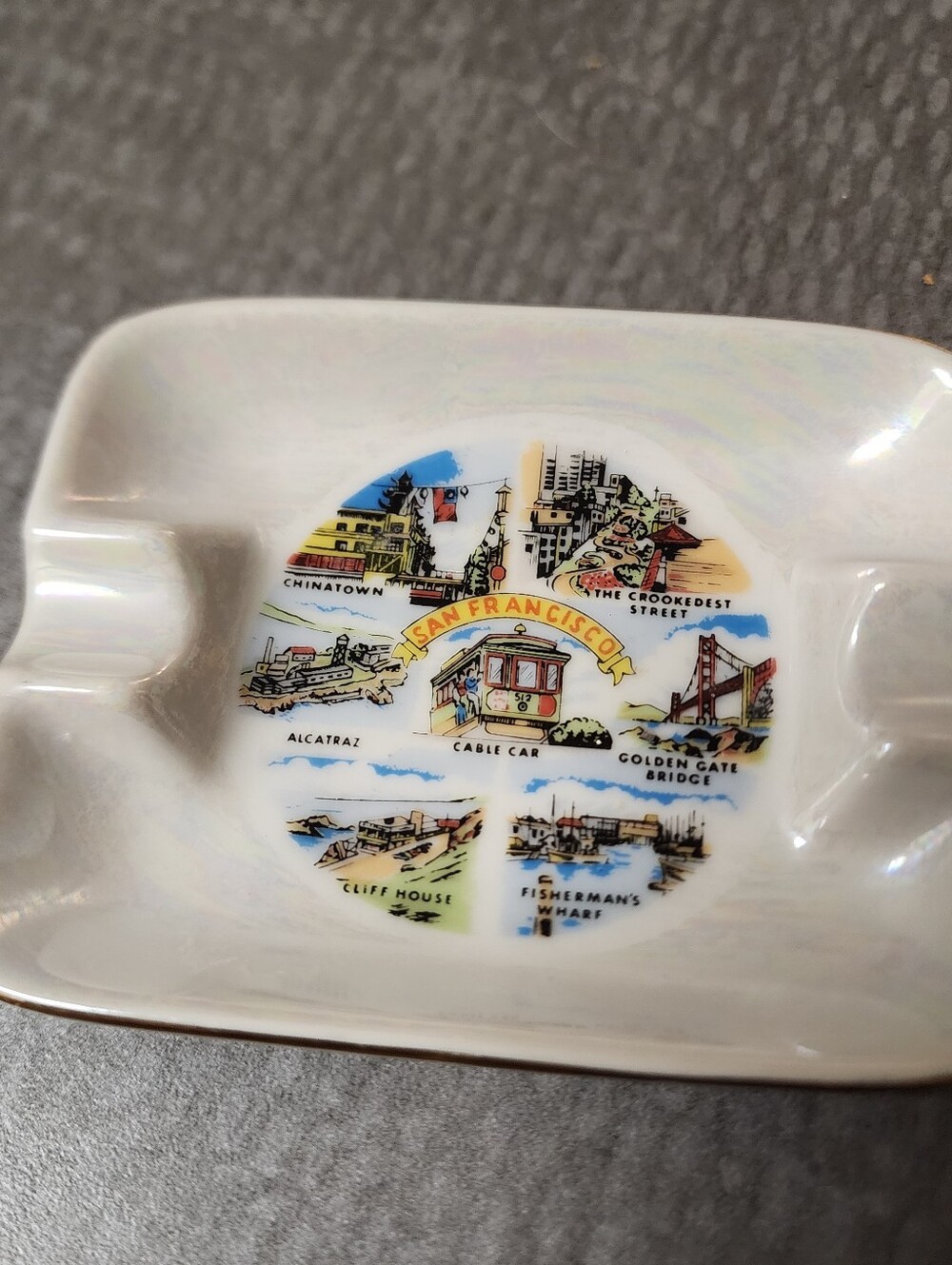 San Francisco Vintage 50s Ceramic Ashtray Japan Mid Century Modern Cable Car